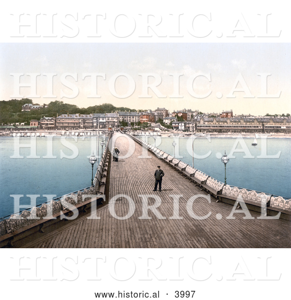 Historical Photochrom of the Pier in Sandown Isle of Wight England UK