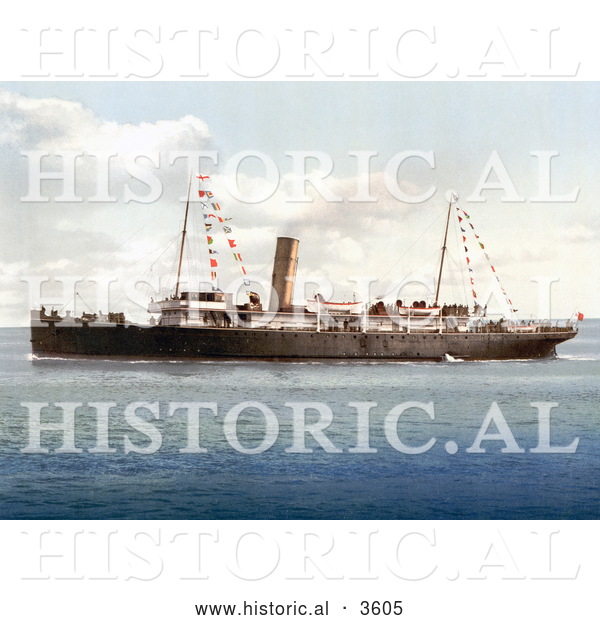 Historical Photochrom of the Steamer Boat Vera