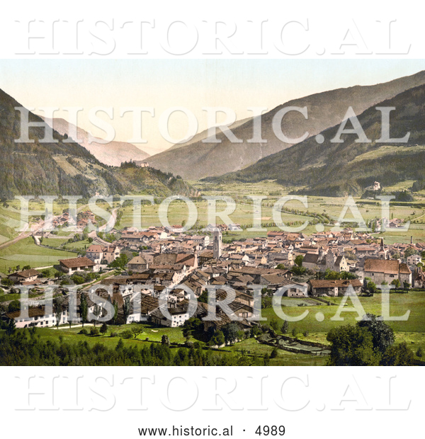 Historical Photochrom of the Valley Village of Sterzing, Tyrol, Austria