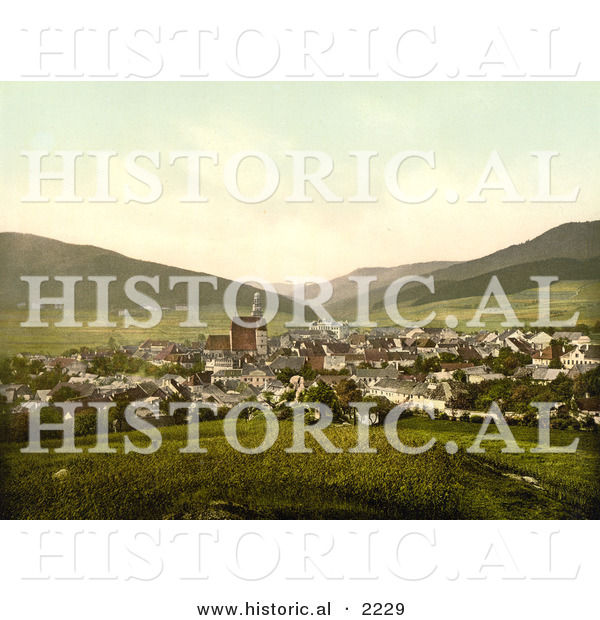 Historical Photochrom of the Village of Prachatitz, Bohemian Switzerland