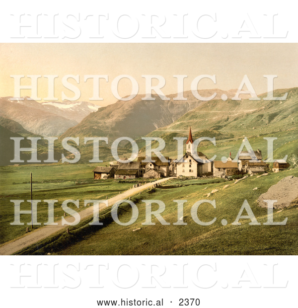 Historical Photochrom of the Village of Realp near Furka Pass, Switzerland
