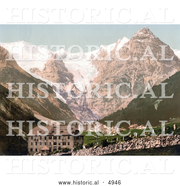 Historical Photochrom of Trafoi, Hotels Bellevue, Schonen Aussicht, and Trafoi, Tyrol, Austria
