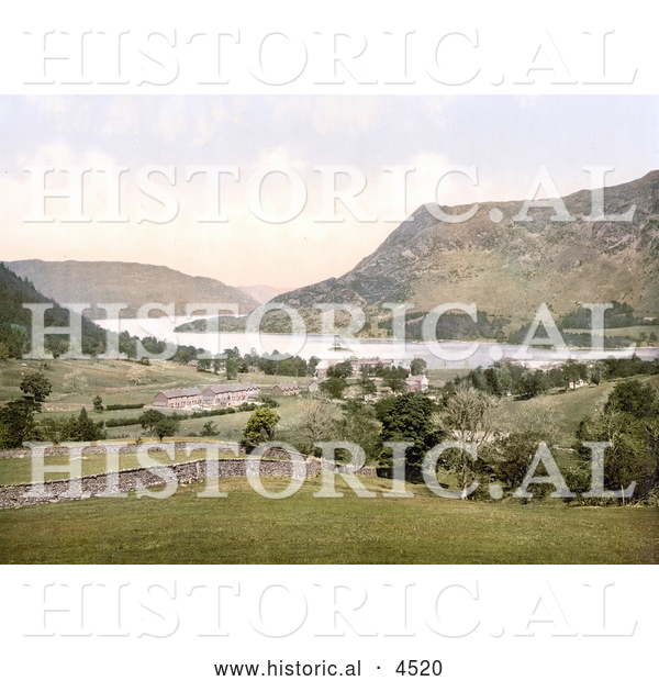 Historical Photochrom of Ullswater, Lake District, England, United Kingdom