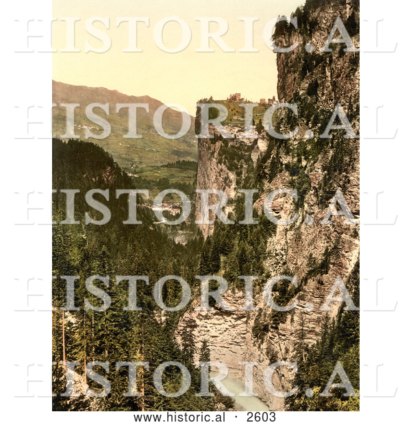 Historical Photochrom of Upper Engadine, Viamala, Grisons, Switzerland