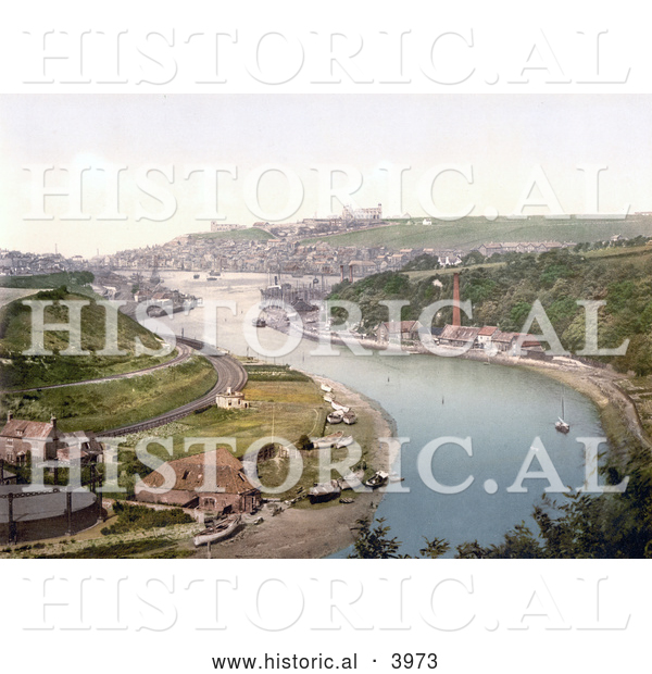 Historical Photochrom of Whitby, North Yorkshire, England, United Kingdom