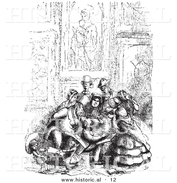 Historical Vector Illustration of a Crowd of People - Black and White Version