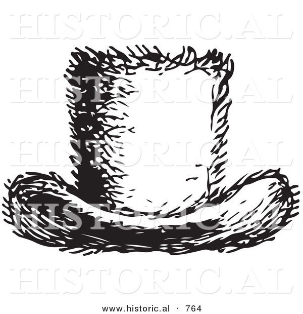 Historical Vector Illustration of a Top Hat - Black and White Version