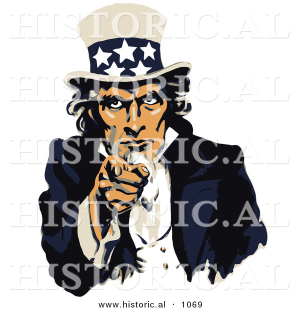 Historical Vector Illustration of a US Navy Recruiting Poster Featuring Uncle Sam Pointing at You with a Stern Look on His Face