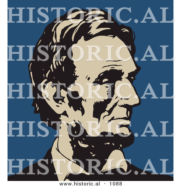 Historical Vector Illustration of Abraham Lincoln Profile - Black, Beige, and Blue Version