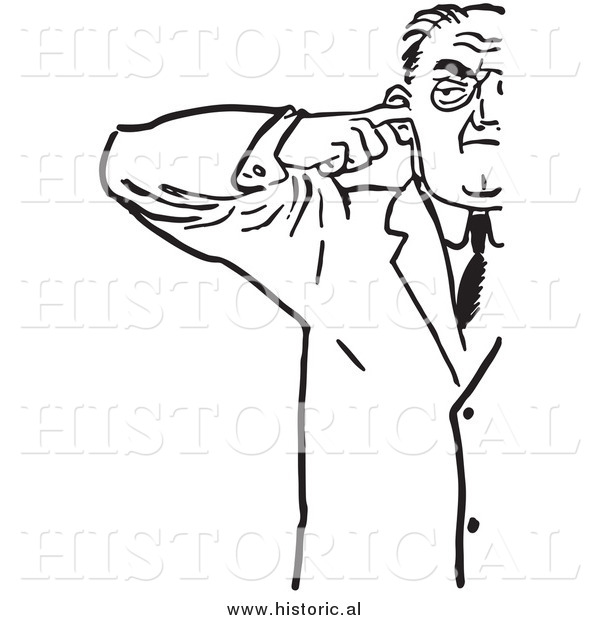 Illustration of an Annoyed Man Plugging His Ear with Finger - Black and White