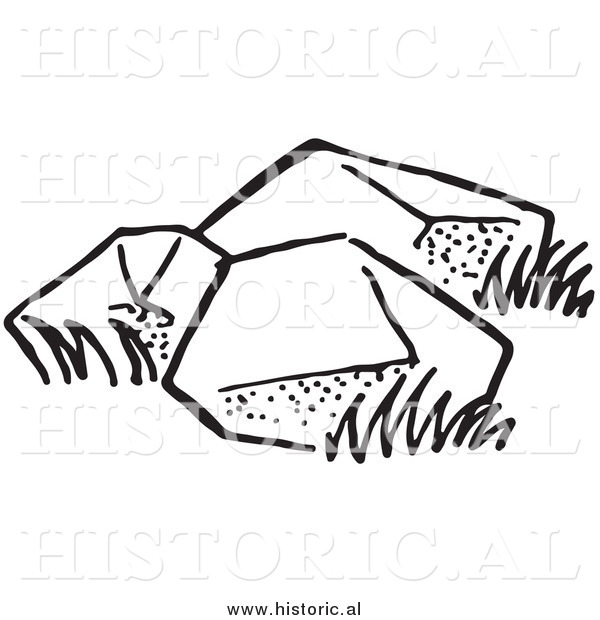 Illustration of Three Big Boulders - Black and White
