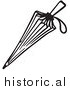 Clipart of a Closed Umbrella with String Handle - Black and White Line Drawing by Picsburg