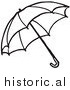 Clipart of an Opened Umbrella - Black and White Outline by Picsburg