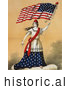 Historical Illustration of a Woman, Portrayed As Lady Liberty, Holding a Sword and American Flag by JVPD
