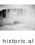 Historical Illustration of Rushing Waters of Horseshoe Falls from the Maid of the Mist, Niagara Falls, New York - Black and White Version by JVPD