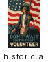 Historical Illustration of Uncle Sam: Don't Wait for the Draft, Volunteer Now! by JVPD