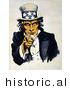 Historical Illustration of Uncle Sam in Blue, Pointing Outwards - Navy War Recruitment by JVPD
