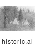 Historical Image of Native American Indian Tipis Under Trees 1910 - Black and White by JVPD