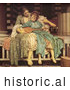 Historical Painting of a Woman Teaching a Girl How to Play an Instrument, Music Lesson by Frederic Lord Leighton by Picsburg