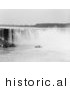 Historical Photo of a Steamboat near the Mist at the Bottom of Horseshoe Falls, Niagara Falls - Black and White Version by JVPD