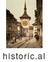 Historical Photochrom of a Street Scene in Berne Switzerland by JVPD