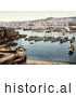 Historical Photochrom of Boats in the Harbor, Algiers, Algeria by JVPD