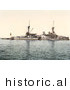 Historical Photochrom of Kurfurst Friedrich Wilhelm Ship at Helgoland, Germany by JVPD