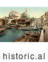 Historical Photochrom of Rio Di San Trovaso, Venice, Italy by JVPD