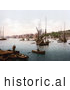 Historical Photochrom of Ships on the River Medway in Chatham, Kent, England, United Kingdom by Picsburg