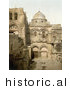 Historical Photochrom of the Holy Sepulchre, Jerusalem, Israel by Picsburg