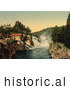 Historical Photochrom of Waterfalls, Tinnfossen, Telemark, Norway by JVPD