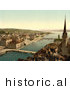 Historical Photochrom of Zurich Cityscape, Switzerland by Picsburg