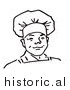 Historical Vector Clipart of a Smiling Male Chef - Outline by Picsburg