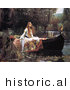 Historical Vector Illustration of Woman in a Boat on a Pond, the Lady of Shalott - John William Waterhouse by JVPD